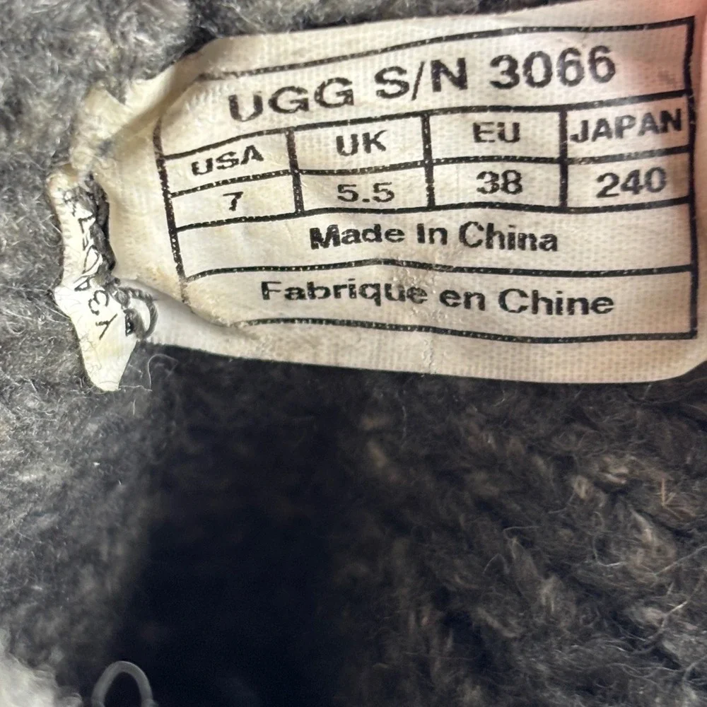 UGG Lattice Cardy Boots Women 7 Grey Knit Button Tall 3066 Cottagecore Cabincore